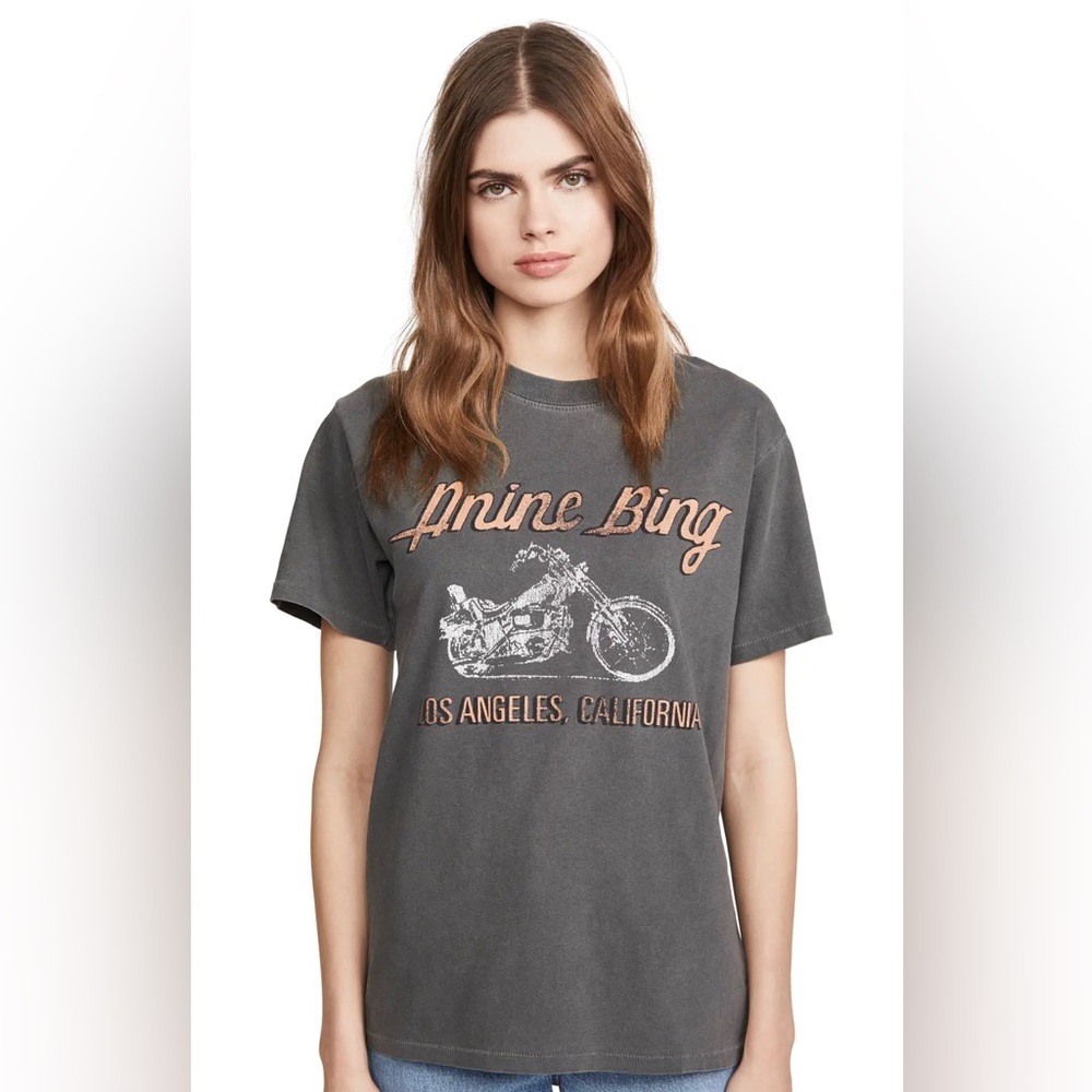 ANINE BING Lili Gunpowder Motorcycle Tee